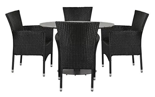 Envy Gartenmöbel-Set 4 Personen 110 cm Polywood schwarz
