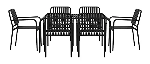 Envy Gartenmöbel-Set 6 Personen 150 cm schwarz Aluminium