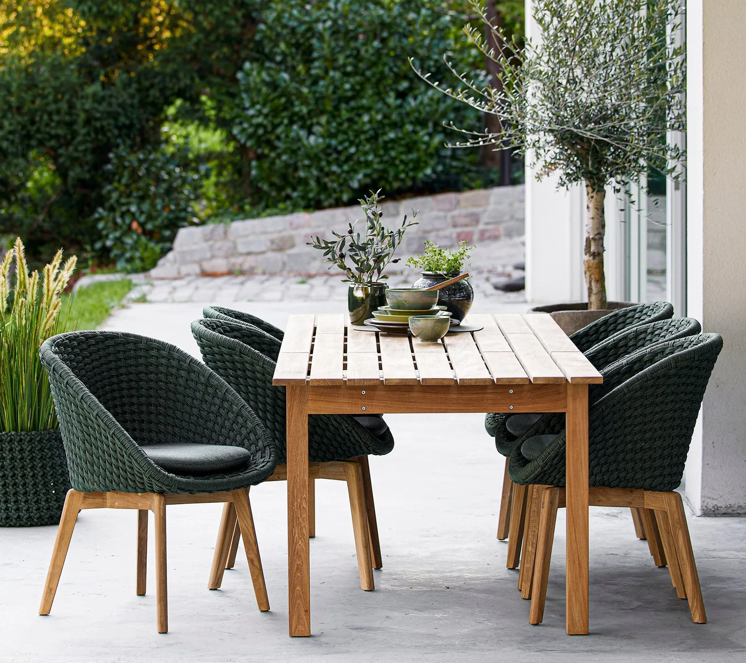 Cane-line Peacock Stuhl Dunkelgrau Teak Seil