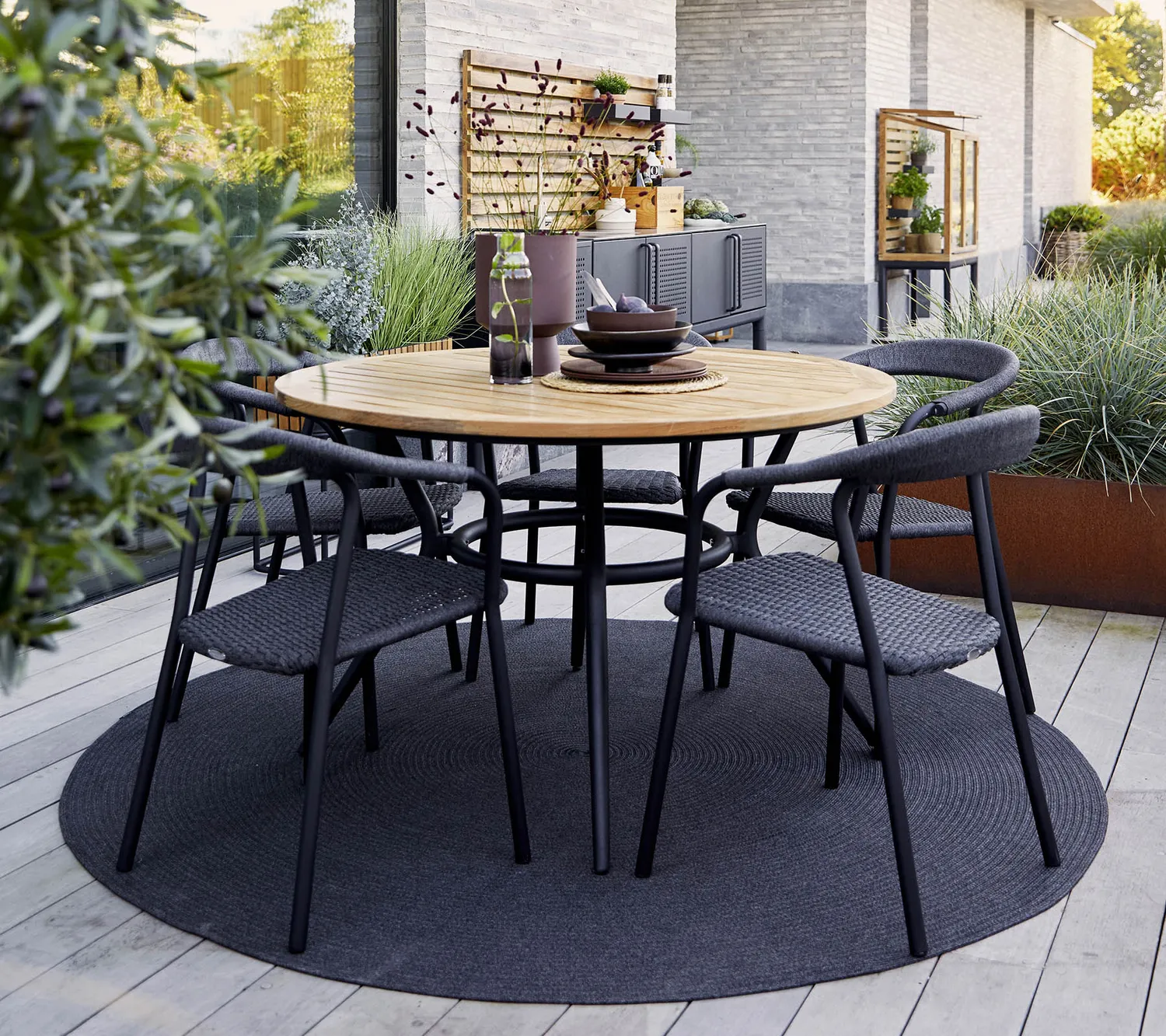 Cane-line Circle Outdoor-Teppich Ø200 cm Dunkelgrau