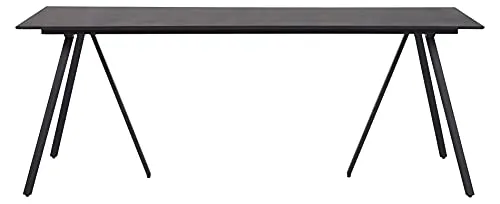 Envy Gartenmöbel-Set 200 cm Schwarz + 6 Rattanstühle Lehne