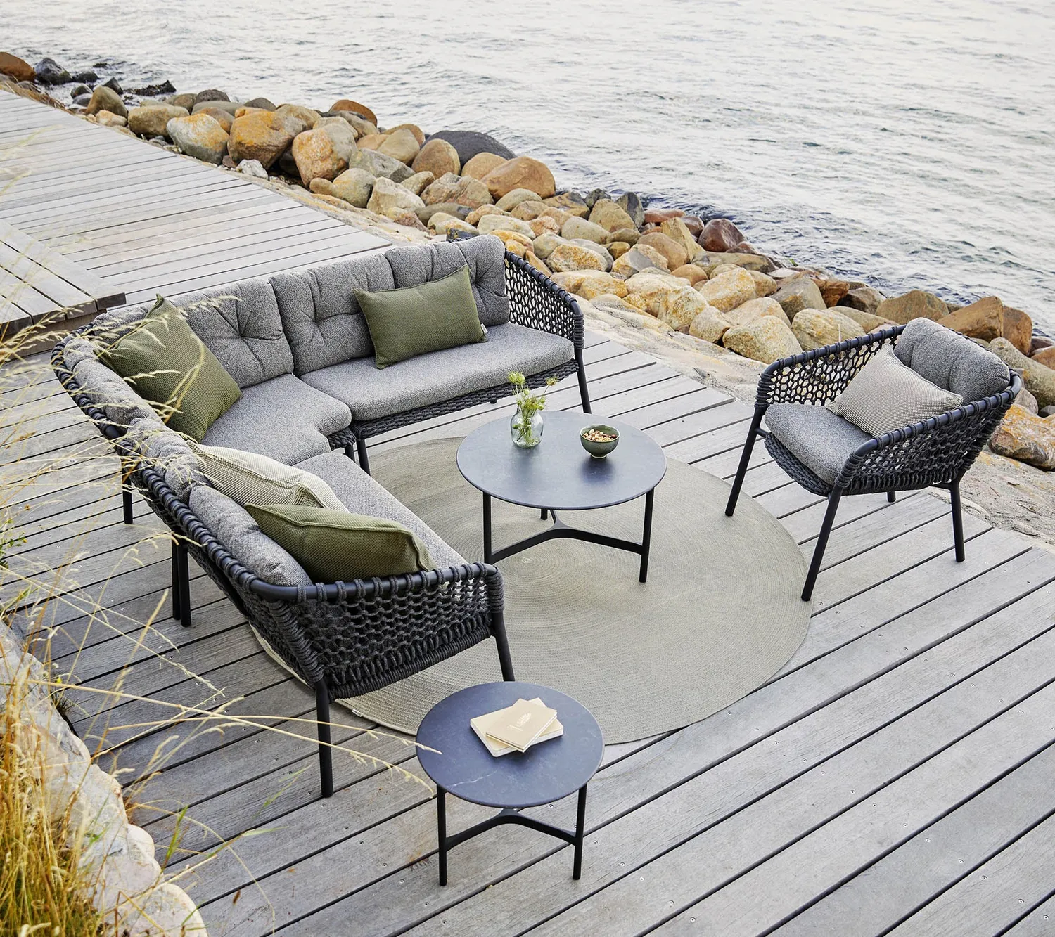 Cane-line Circle Outdoor-Teppich Ø200 cm Dunkelgrau