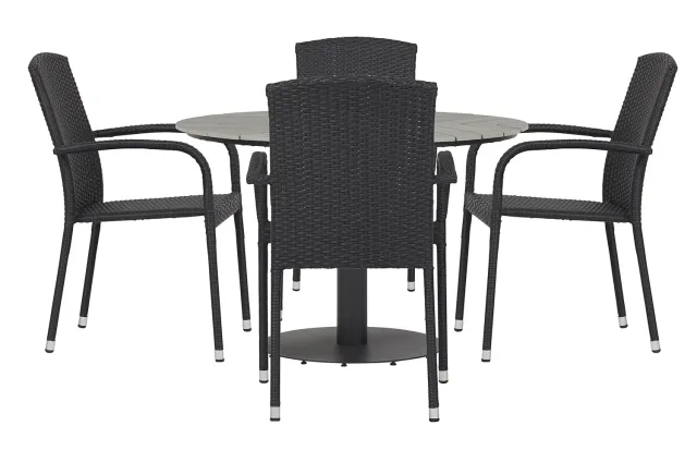 Envy Gartenmöbel-Set 4 Personen rund 110 cm grau stapelbar