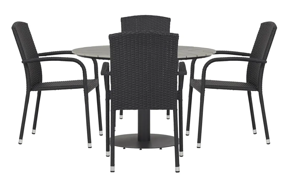 Envy Gartenmöbel-Set 4 Personen rund 110 cm grau stapelbar