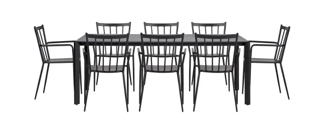 Envy Gartenmöbel-Set 8 Personen 200 cm Sprossenlehne grau