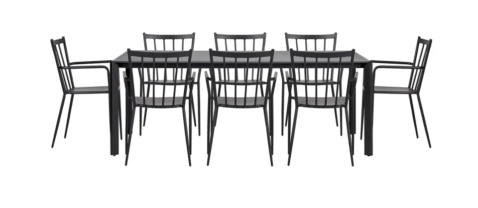 Envy Gartenmöbel-Set 8 Personen 200 cm Sprossenlehne grau