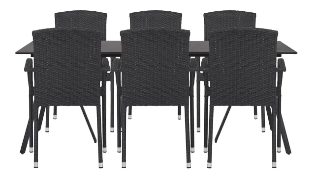 Envy Gartenmöbel-Set 200 cm schwarz für 6 Personen 6-teilig