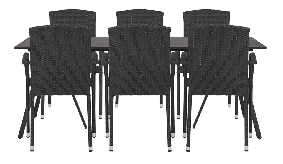 Envy Gartenmöbel-Set 200 cm schwarz für 6 Personen 6-teilig