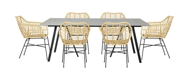 Envy Gartenmöbel-Set 6 Personen 200 cm grau Bambus