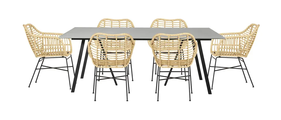 Envy Gartenmöbel-Set 6 Personen 200 cm grau Bambus
