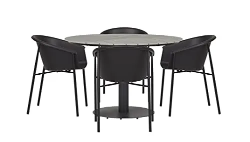 Envy Gartentisch rund 110cm Set 4 Stühle grau schwarz