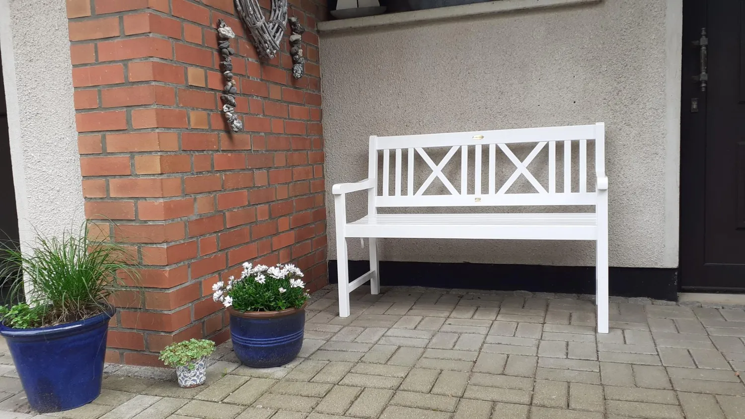 Garden-Pleasure Lübeck Gartenbank 2-Sitzer 120 cm Weiß Washed