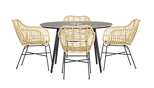 Envy Gartenmöbel-Set 4 Personen Ø120 cm grau Bambusoptik
