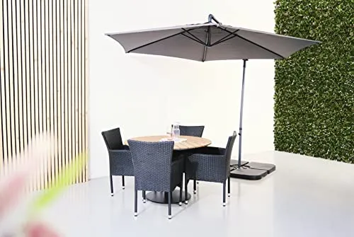 Envy Gartenmöbel-Set für 4 Personen Gartentisch Polyrattan schwarz stapelbar