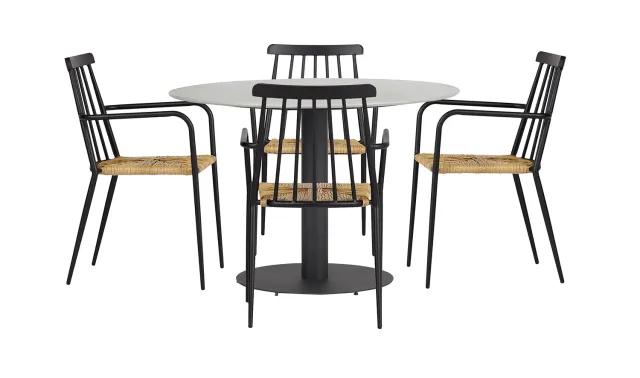 Envy Gartenmöbel-Set rund 110 cm grau 4 Personen Rattansitz