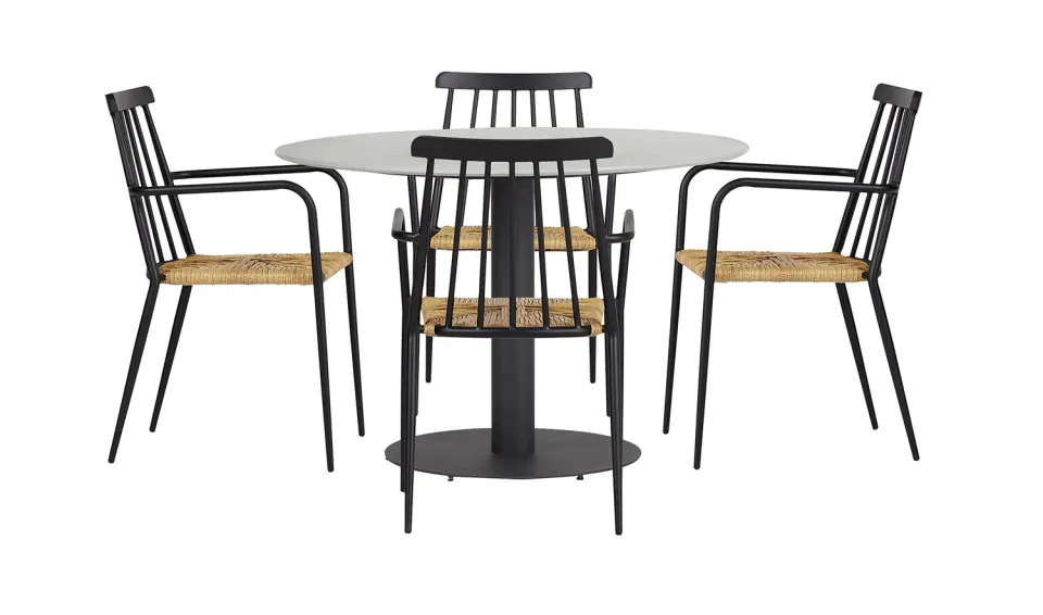Envy Gartenmöbel-Set rund 110 cm grau 4 Personen Rattansitz