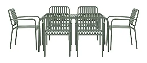Envy Gartentisch 150 cm Set 6 Stühle dillgrün Alu