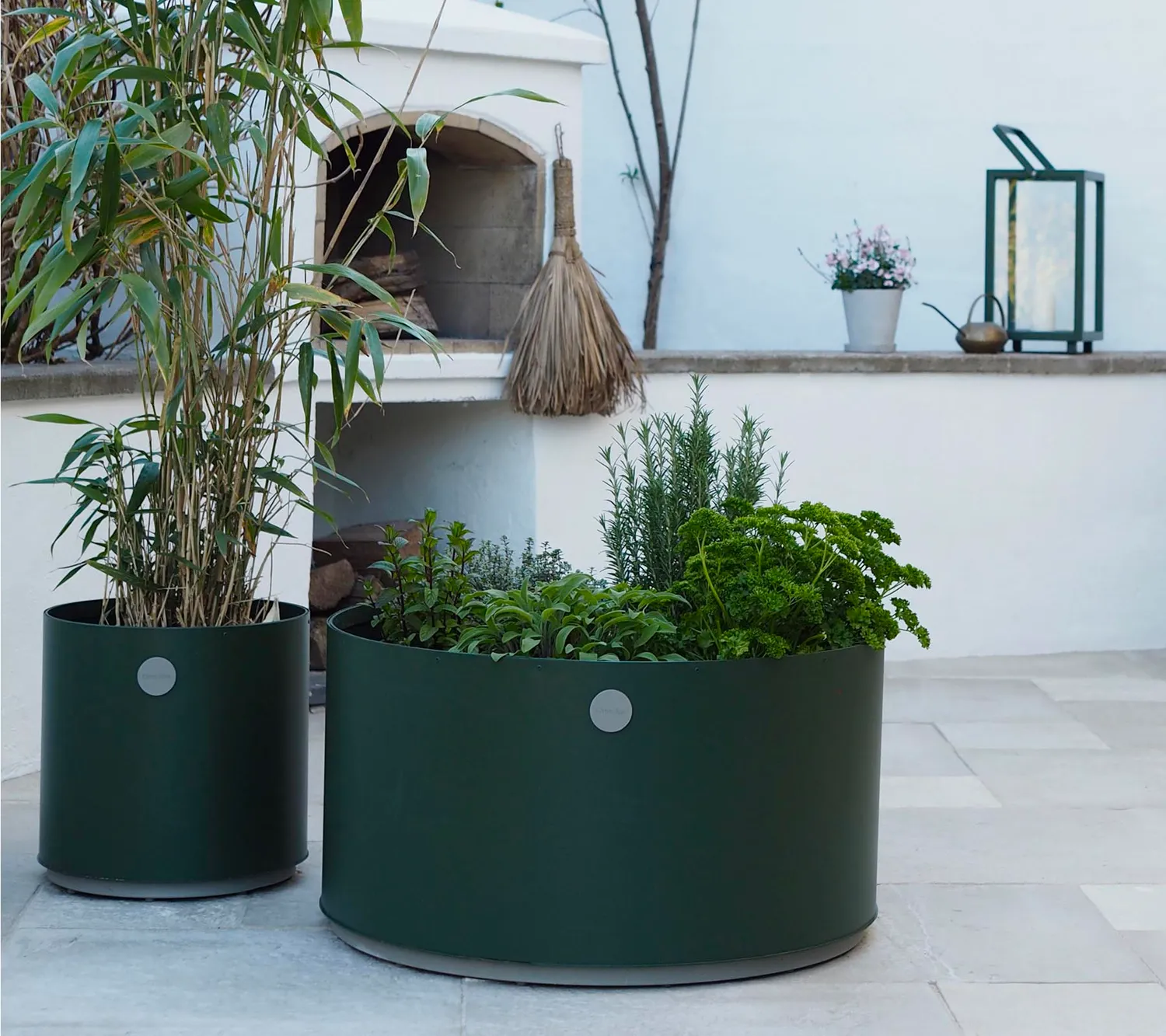 Cane-line Grow Grow Pflanzkasten groß Dunkelgrün Taupe Aluminium wetterfest