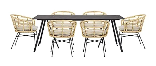 Envy Gartenmöbel-Set 6 Personen 200 cm Bambusoptik schwarz