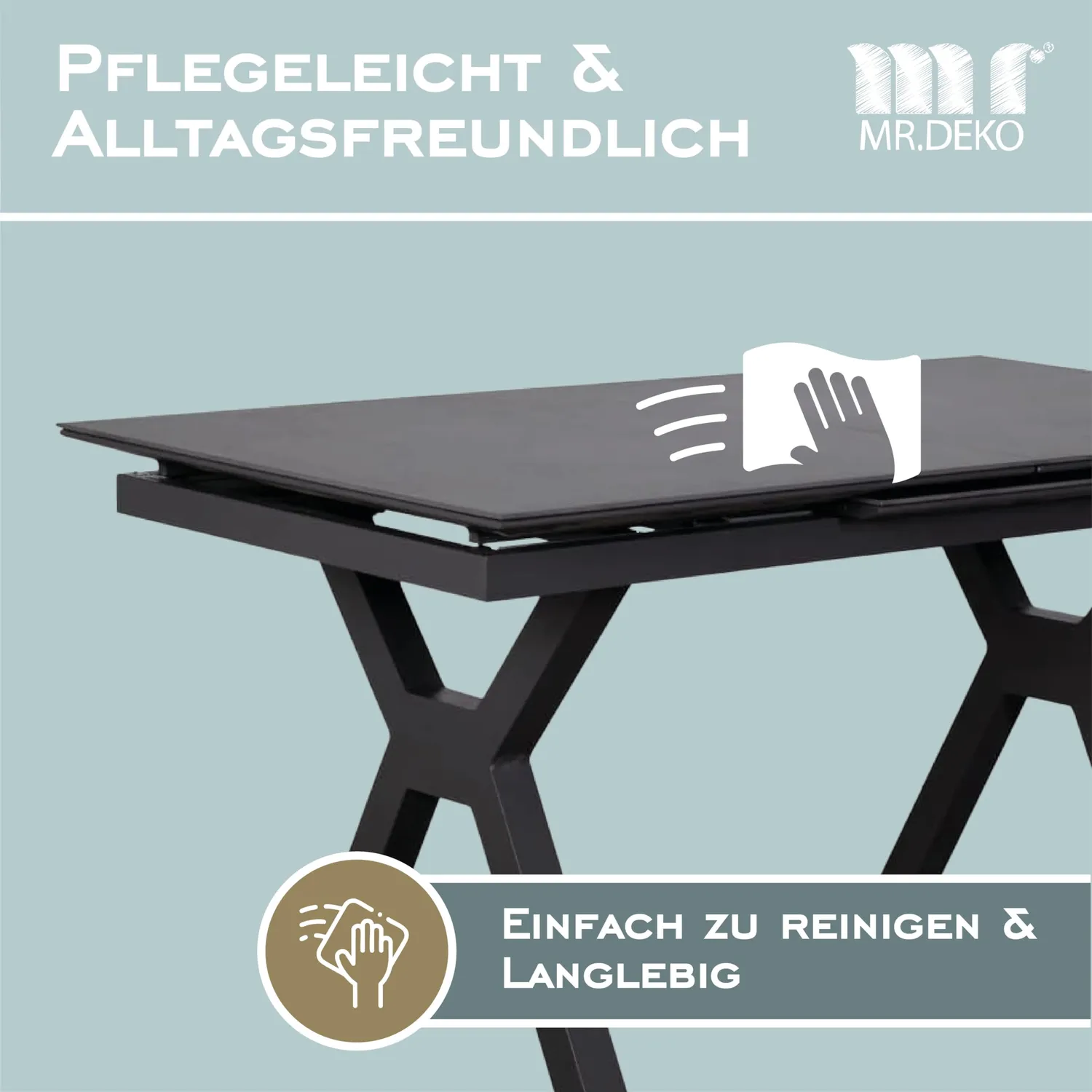 MR.DEKO Gartentisch ausziehbar 160/210x90 Keramik