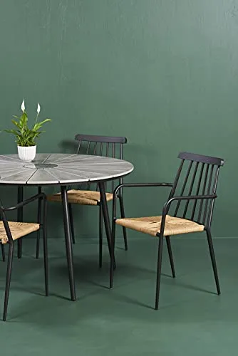 Envy Gartenmöbel-Set 4 Personen Ø120 cm grau stapelbar Polyrattan