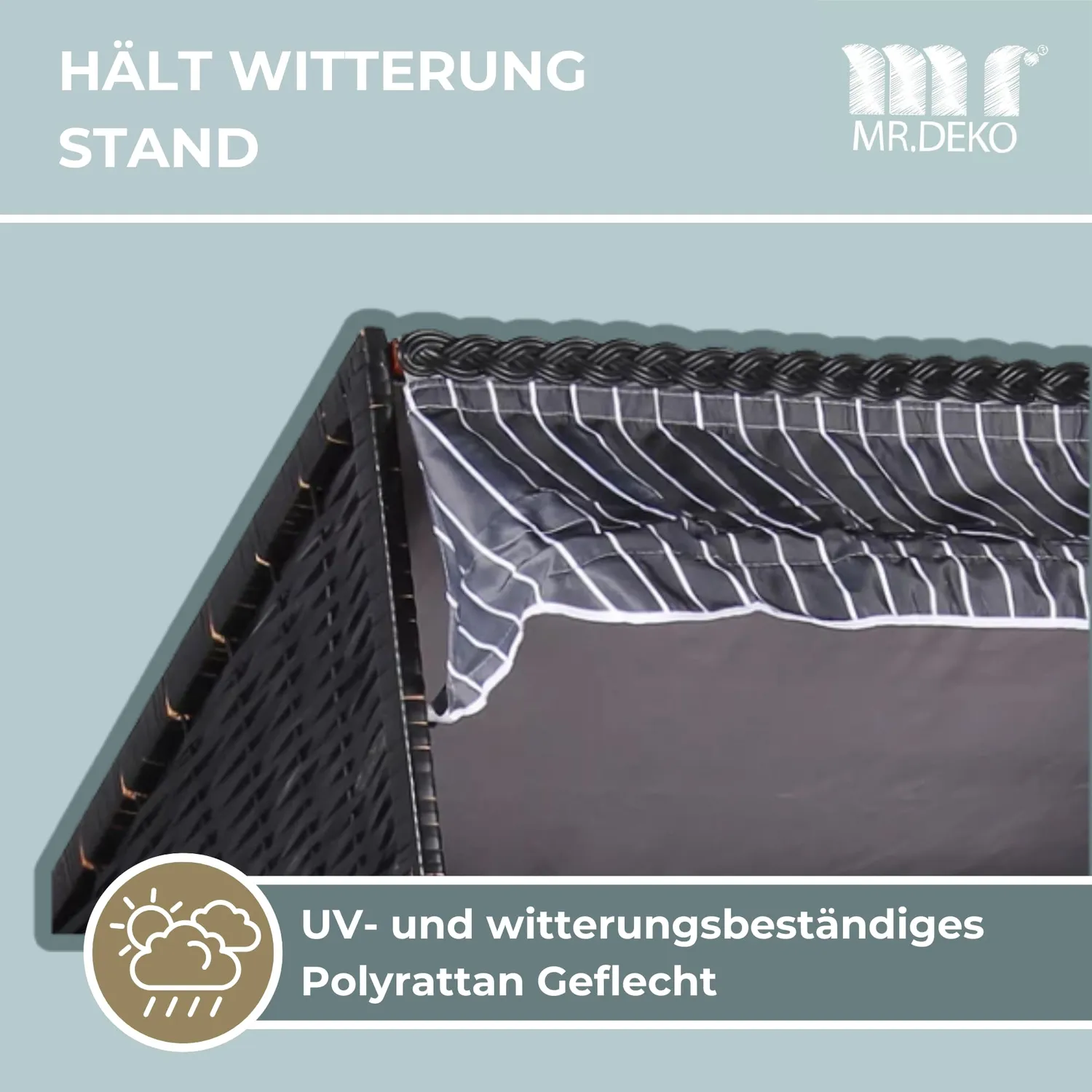 MR.DEKO Ostsee 2-Sitzer Strandkorb Halblieger wetterfest Weiß