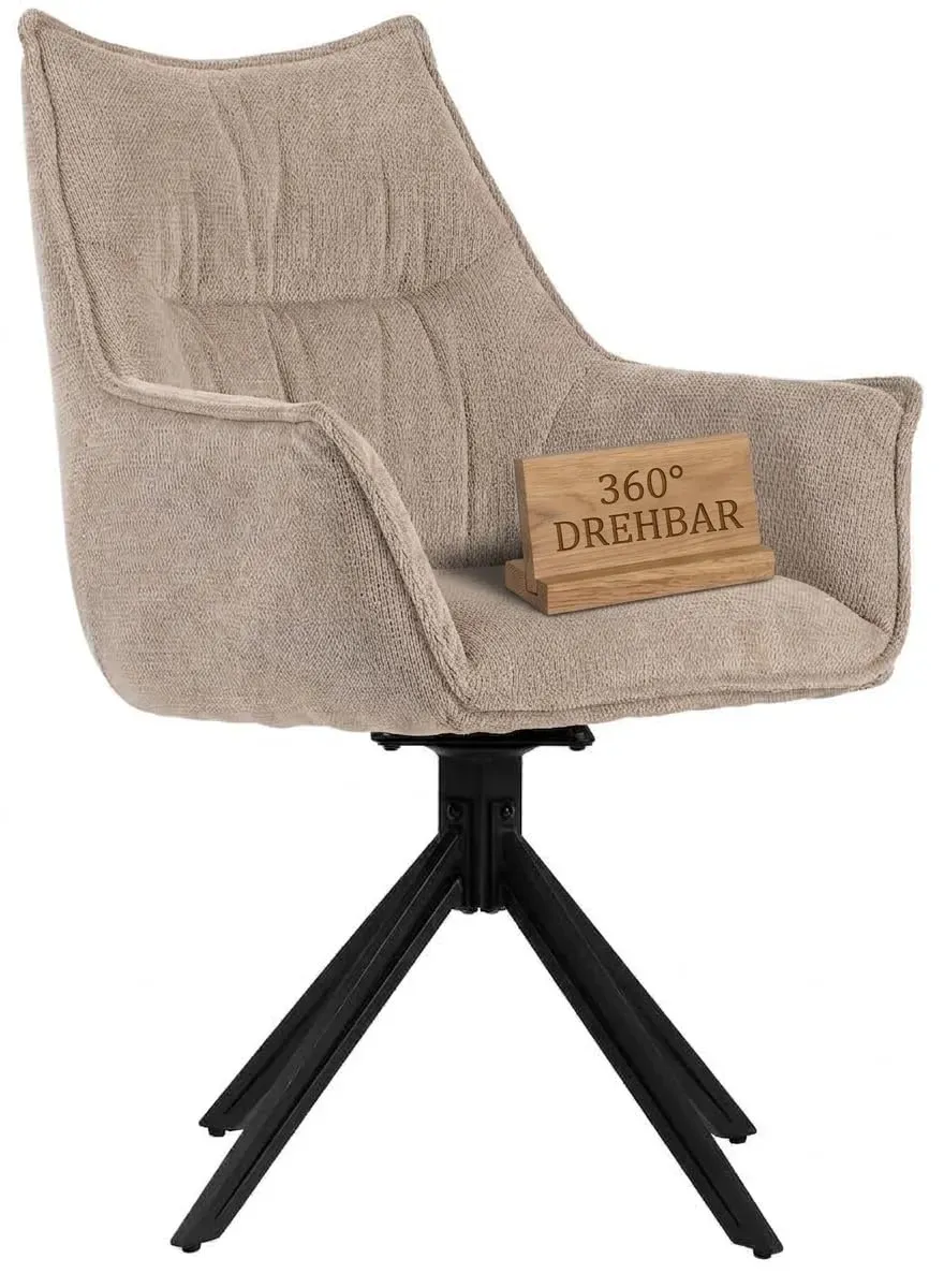 MR.DEKO Ginosa Esszimmerstuhl beige drehbar