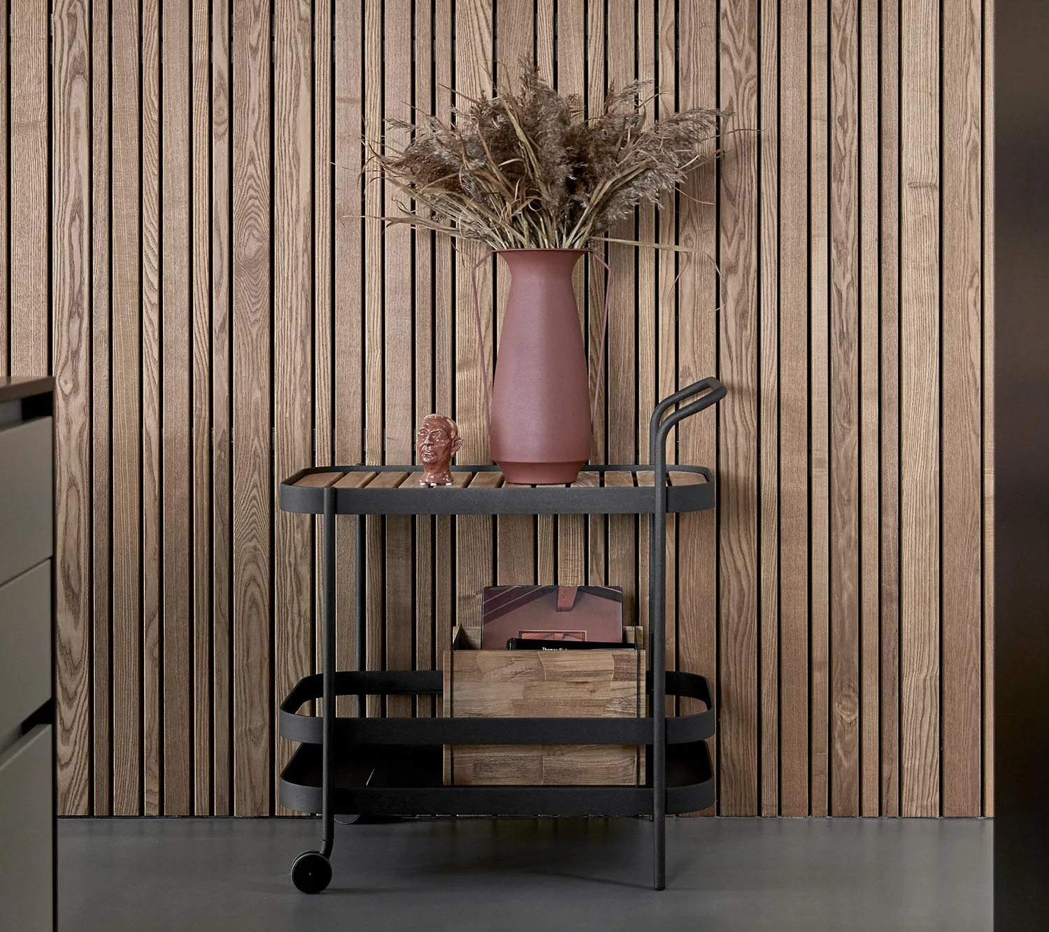 Cane-line Roll Servierwagen Lava Grey Teak