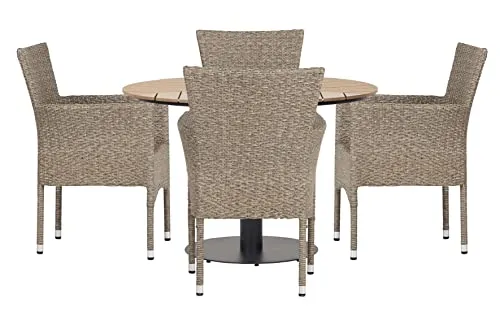 Envy Gartenmöbel-Set rund 110 cm Teaklook für 4 Personen natur