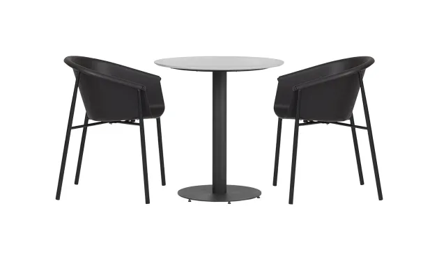 Envy Café-Set Gartentisch-Set 2 Personen grau/schwarz pflegeleicht