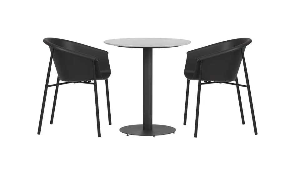 Envy Café-Set Gartentisch-Set 2 Personen grau/schwarz pflegeleicht