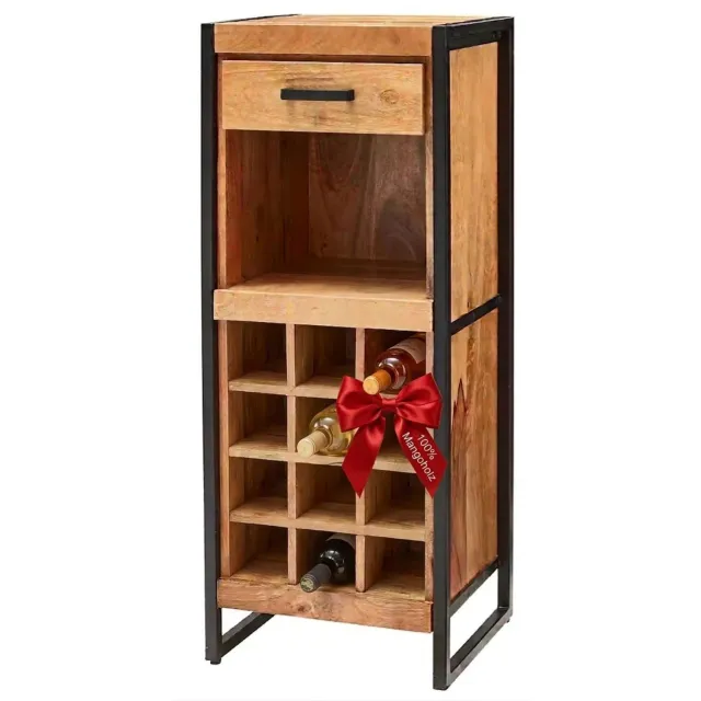 MR.DEKO Venosa Weinschrank 56x45x102 cm Mangoholz