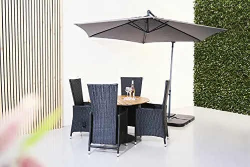 Envy Gartenmöbel-Set für 4 Personen Gartentisch Polyrattan schwarz Pumpe