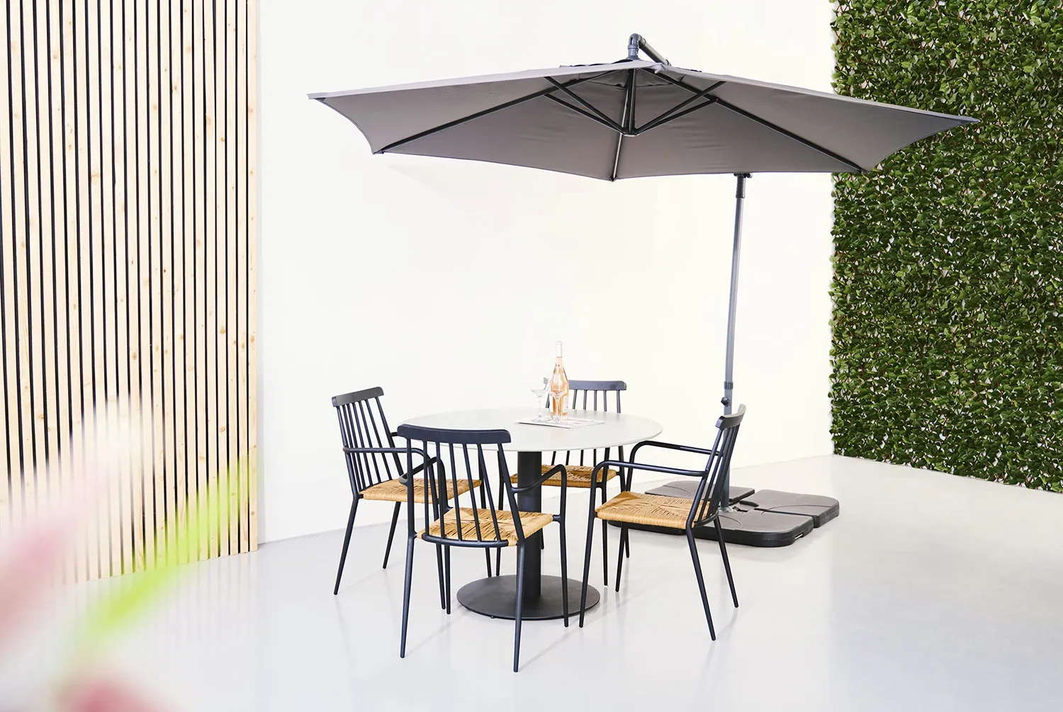 Envy Gartenmöbel-Set rund 110 cm grau 4 Personen Rattansitz