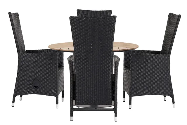 Envy Gartenmöbel-Set für 4 Personen Gartentisch Polyrattan schwarz Pumpe