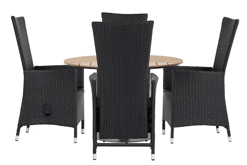 Envy Gartenmöbel-Set für 4 Personen Gartentisch Polyrattan schwarz Pumpe