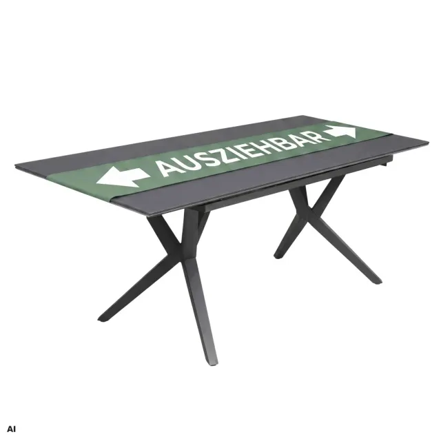 MR.DEKO Valor 160/210x90 cm Gartentisch ausziehbar hellgrau Keramikplatte