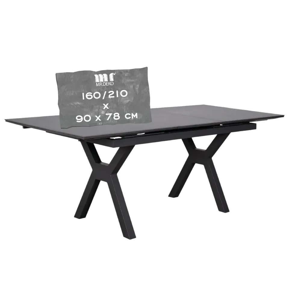 MR.DEKO Gartentisch ausziehbar 160/210x90 Keramik