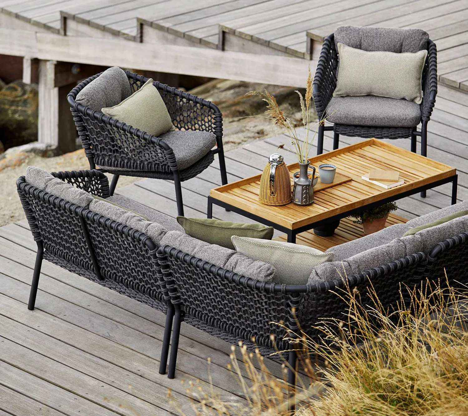 Cane-line Ocean Lounge Chair Dark Grey Soft Rope Outdoor