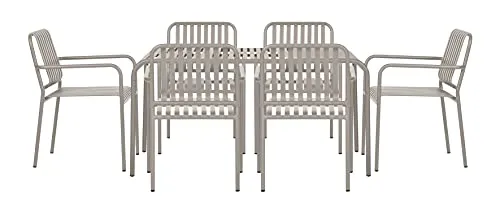 Envy Gartenmöbel-Set 150 cm 6 Personen Alu feuersteingrau
