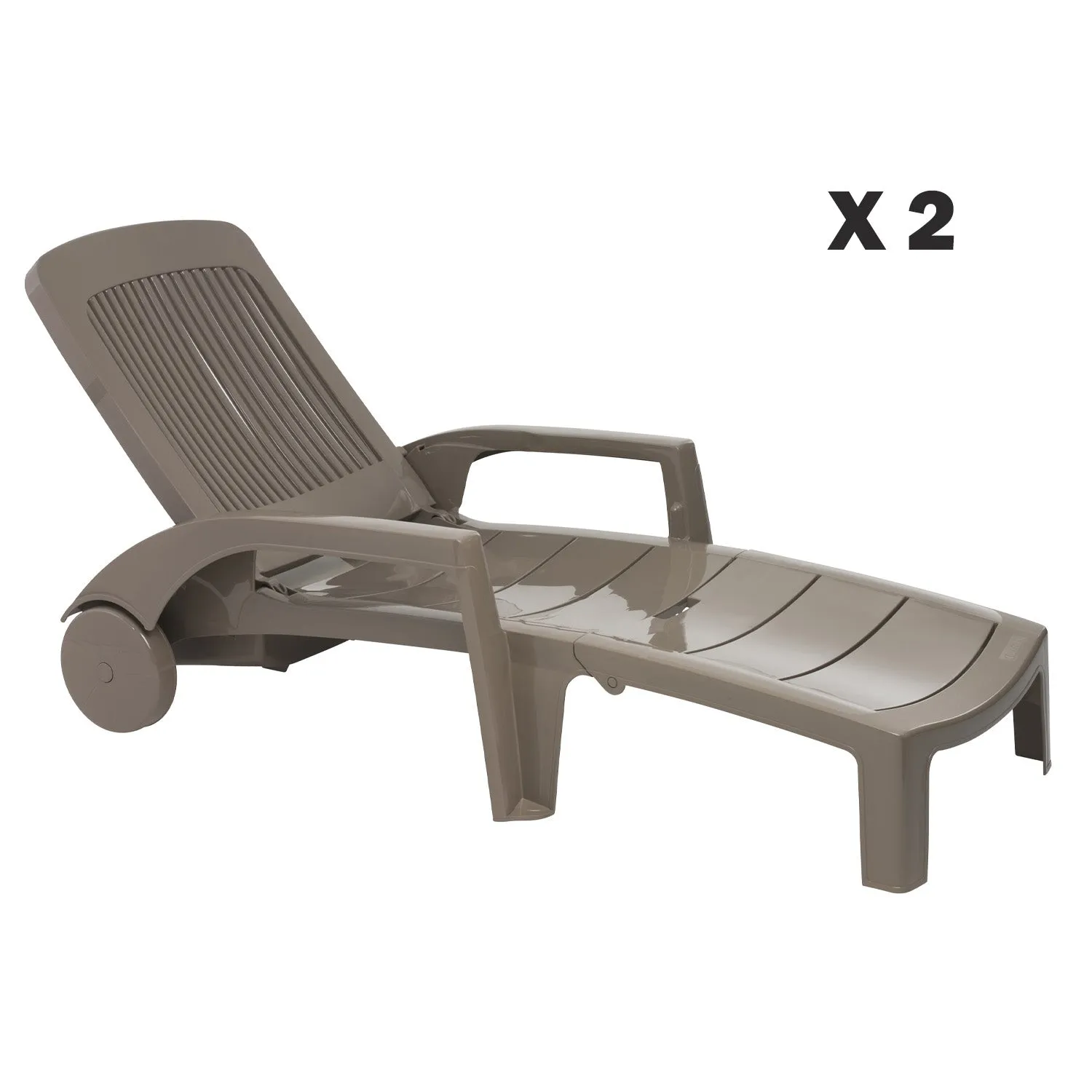 Grosfillex Fidji Sonnenliege 2er-Set Anthrazit Kunststoff