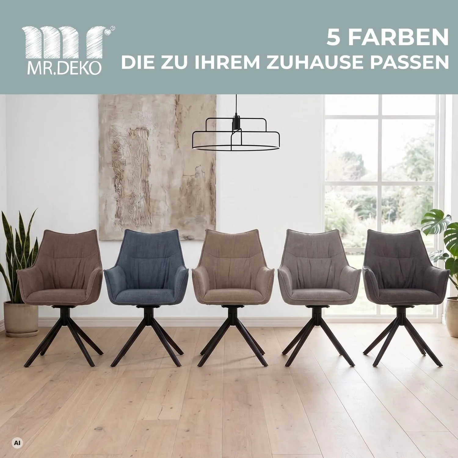 MR.DEKO Ginosa Esszimmerstuhl beige drehbar